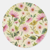 Elegant lente bloemenpatroon ronde sticker (Voorkant)