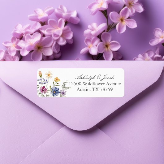 Elegant Lentebloem Bruiloft Retouradres Etiket