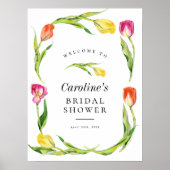 Elegant lentebloem tulp bruiloftsshower bord poster (Voorkant)