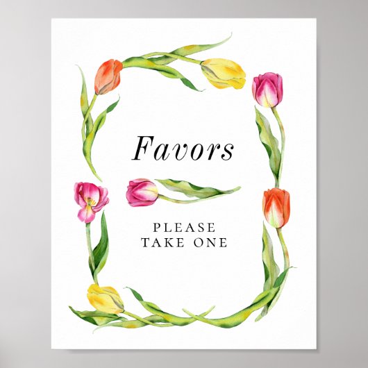 Elegant lentetulp bruiloft favorieten bord poster (Voorkant)