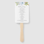 Elegant Lentonaal Bloemstuk Stofblauw Huwelijkspro Handwaaier (Achterkant)