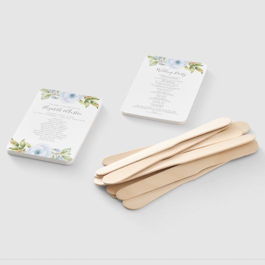 Elegant Lentonaal Bloemstuk Stofblauw Huwelijkspro Handwaaier (Niet-gemonteerd)