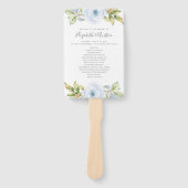 Elegant Lentonaal Bloemstuk Stofblauw Huwelijkspro Handwaaier (Voorkant)