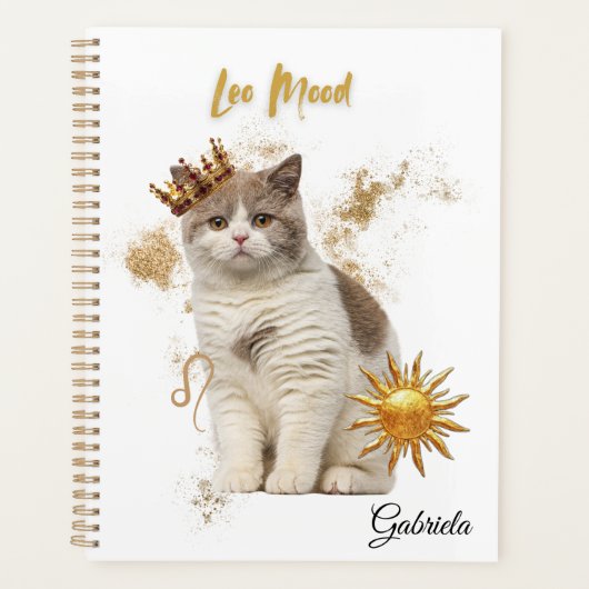 Elegant Leo Zodiac Cat Planner Notebook (Voorkant)