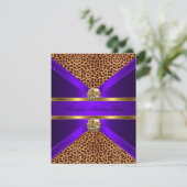 Elegant Leopard Animal Paars Gold Black Birthday Kaart (Staand voorkant)