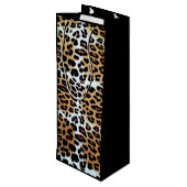Elegant Leopard Animal Print Custom Business Logo Wijn Cadeautas (Achterkant Gekanteld)