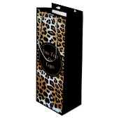 Elegant Leopard Animal Print Custom Business Logo Wijn Cadeautas (Voorkant Gekanteld)