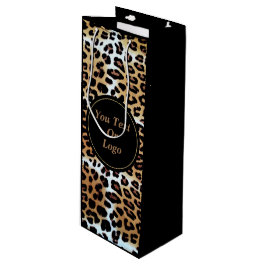 Elegant Leopard Animal Print Custom Business Logo Wijn Cadeautas