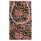 Elegant Leopard Animal Print Tropische Roze Flower Klein Cadeauzakje (Achterkant)