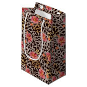 Elegant Leopard Animal Print Tropische Roze Flower Klein Cadeauzakje (Voorkant Gekanteld)