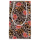 Elegant Leopard Animal Print Tropische Roze Flower Klein Cadeauzakje (Voorkant)