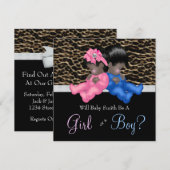Elegant Leopard Baby gender Reveal Shower Kaart (Voorkant / Achterkant)