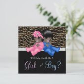 Elegant Leopard Baby gender Reveal Shower Kaart (Staand voorkant)
