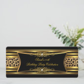 Elegant Leopard Birthday Black Gold Kaart (Staand voorkant)