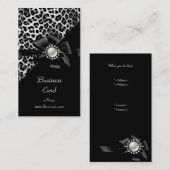Elegant Leopard Black Silver Diamond Afbeelding Visitekaartje (Voorkant / Achterkant)