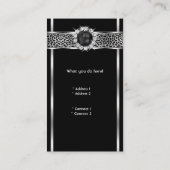 Elegant Leopard Black Silver Diamond Black Pearl Visitekaartje (Achterkant)