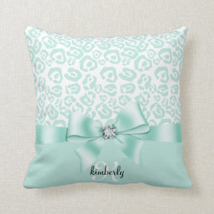Elegant Leopard Bow & Diamond Personalized Girly Kussen