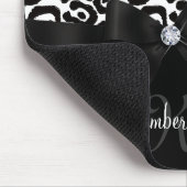 Elegant Leopard Bow & Diamond Personalized Girly Muismat (Hoek)