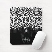 Elegant Leopard Bow & Diamond Personalized Girly Muismat (Met muis)