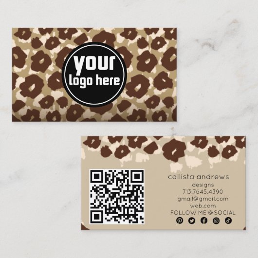 Elegant Leopard Cheetah Visitekaartje (Voorkant / Achterkant)