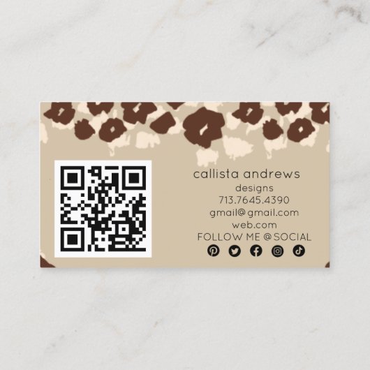 Elegant Leopard Cheetah Visitekaartje (Achterkant)