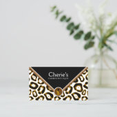 Elegant Leopard en Lace Visitekaartje (Staand voorkant)