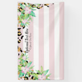 Elegant Leopard Gold en Roze Vinyl Party Backdrop Spandoek (Verticaal)