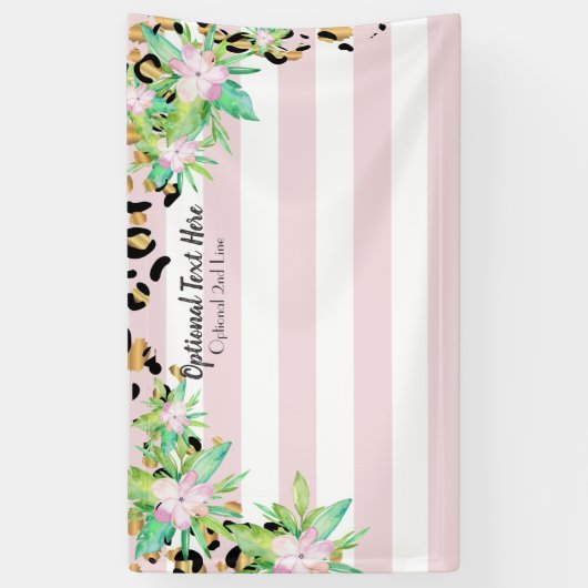 Elegant Leopard Gold en Roze Vinyl Party Backdrop Spandoek (Verticaal)