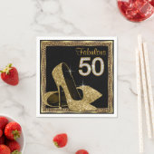 Elegant Leopard Gold High Heel 50e verjaardagsfees Servet (Insitu)