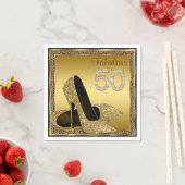 Elegant Leopard Gold High Heel 50e verjaardagsfees Servet (Insitu)