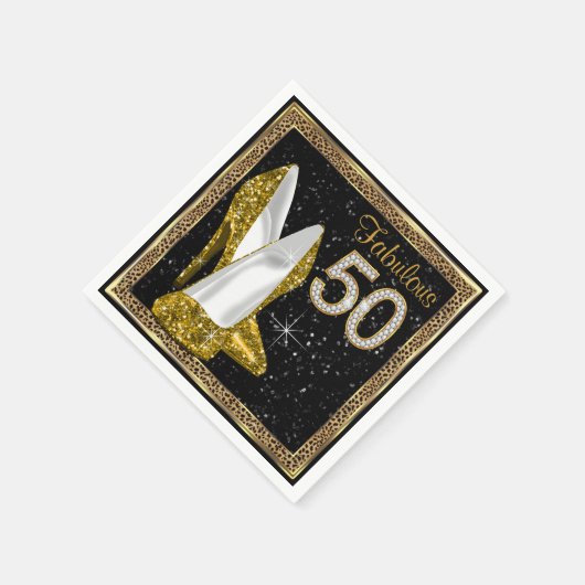 Elegant Leopard Gold High Heel 50e verjaardagsfees Servetten (Hoek)