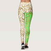 Elegant Leopard Gold White Animal Print Leggings (Achterkant)