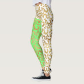 Elegant Leopard Gold White Animal Print Leggings (Links)