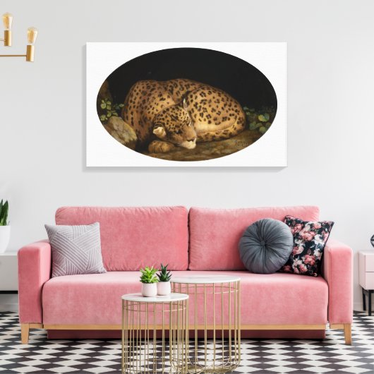 Elegant Leopard  Klassieke Kunst Canvas Afdruk (Insitu (Woonkamer))