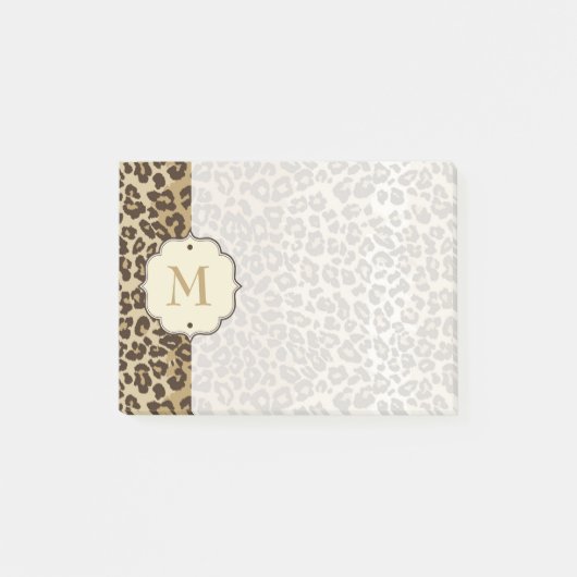 Elegant Leopard Pattern Custom Monogram Post-it® Notes (Voorkant)