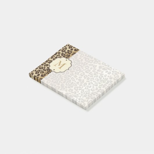 Elegant Leopard Pattern Custom Monogram Post-it® Notes (Schuin)