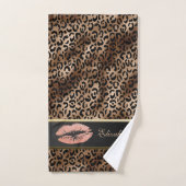 Elegant leopard Pattern Glitter Lips Bad Handdoek (Handdoek)