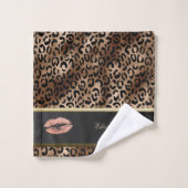 Elegant leopard Pattern Glitter Lips Bad Handdoek (Wasdoekje)