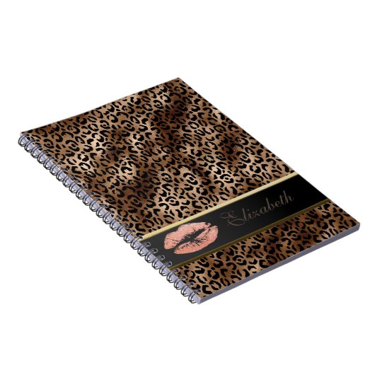 Elegant leopard Pattern Glitter Lips Notitieboek (Rechterzijde)