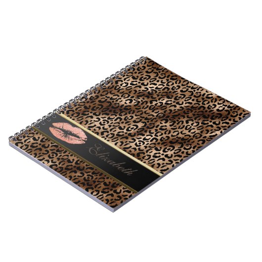 Elegant leopard Pattern Glitter Lips Notitieboek (Linkerzijde)