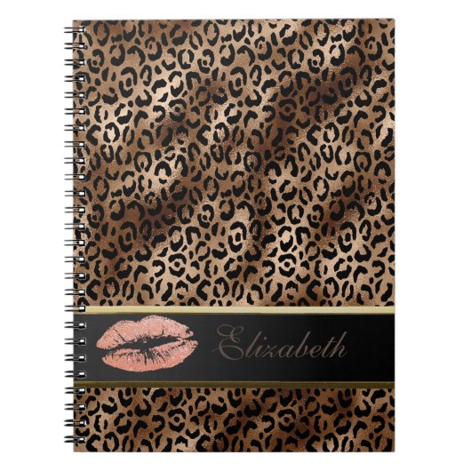 Elegant leopard Pattern Glitter Lips Notitieboek (Voorkant)