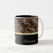 Elegant leopard Pattern Glitter Lips Tweekleurige Koffiemok (Voorkant rechts)