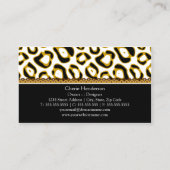 Elegant Leopard Print and Lace Monogram Visitekaartje (Achterkant)