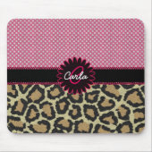 Elegant Leopard Print en Polka Dot Monogram Muismat (Voorkant)