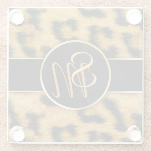 Elegant Leopard Print Monogram - Glass Onderzetter Glazen Onderzetter (Achterkant)