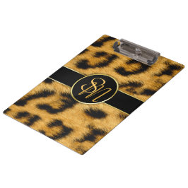 Elegant Leopard Print Monogram - Klembord