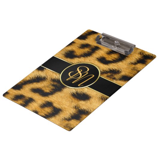 Elegant Leopard Print Monogram - Klembord (Gekanteld)