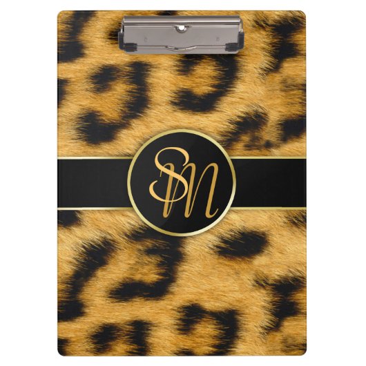 Elegant Leopard Print Monogram - Klembord (Voorkant)