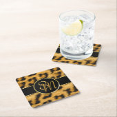Elegant Leopard Print Monogram - Papieren Onderzet Kartonnen Onderzetters (Insitu)