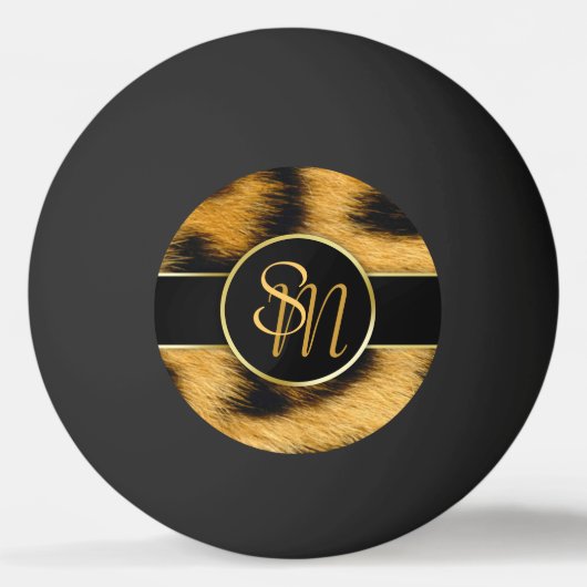 Elegant Leopard Print Monogram - Ping Pong Ball (Achterkant)